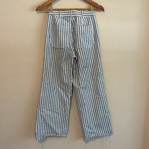 Madewell Pant Women 24 Emmett Striped Wide Leg Crop Exposed Button Fly Midrise - Picture 6 of 6
